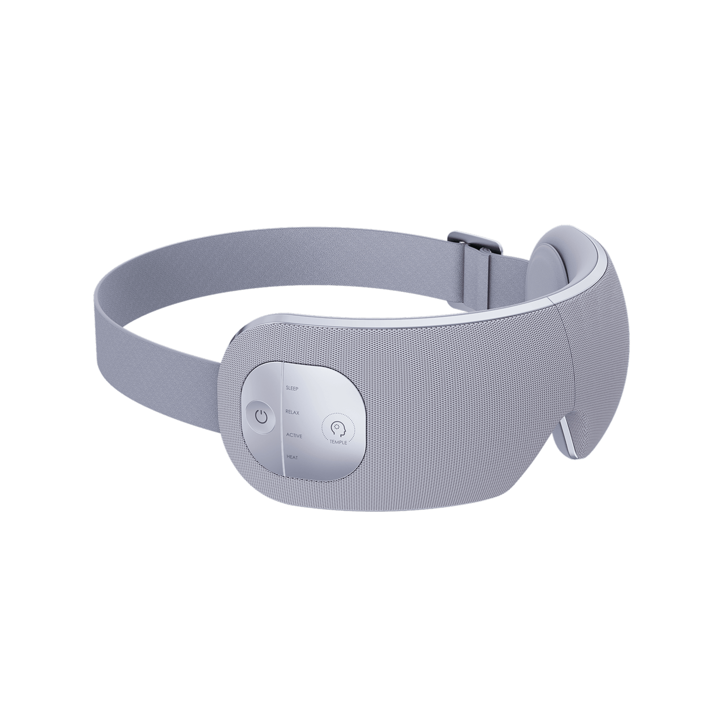 Breo EM005 Eye Massager, light gray design for eye strain relief and relaxation, featuring heat and temple massage.