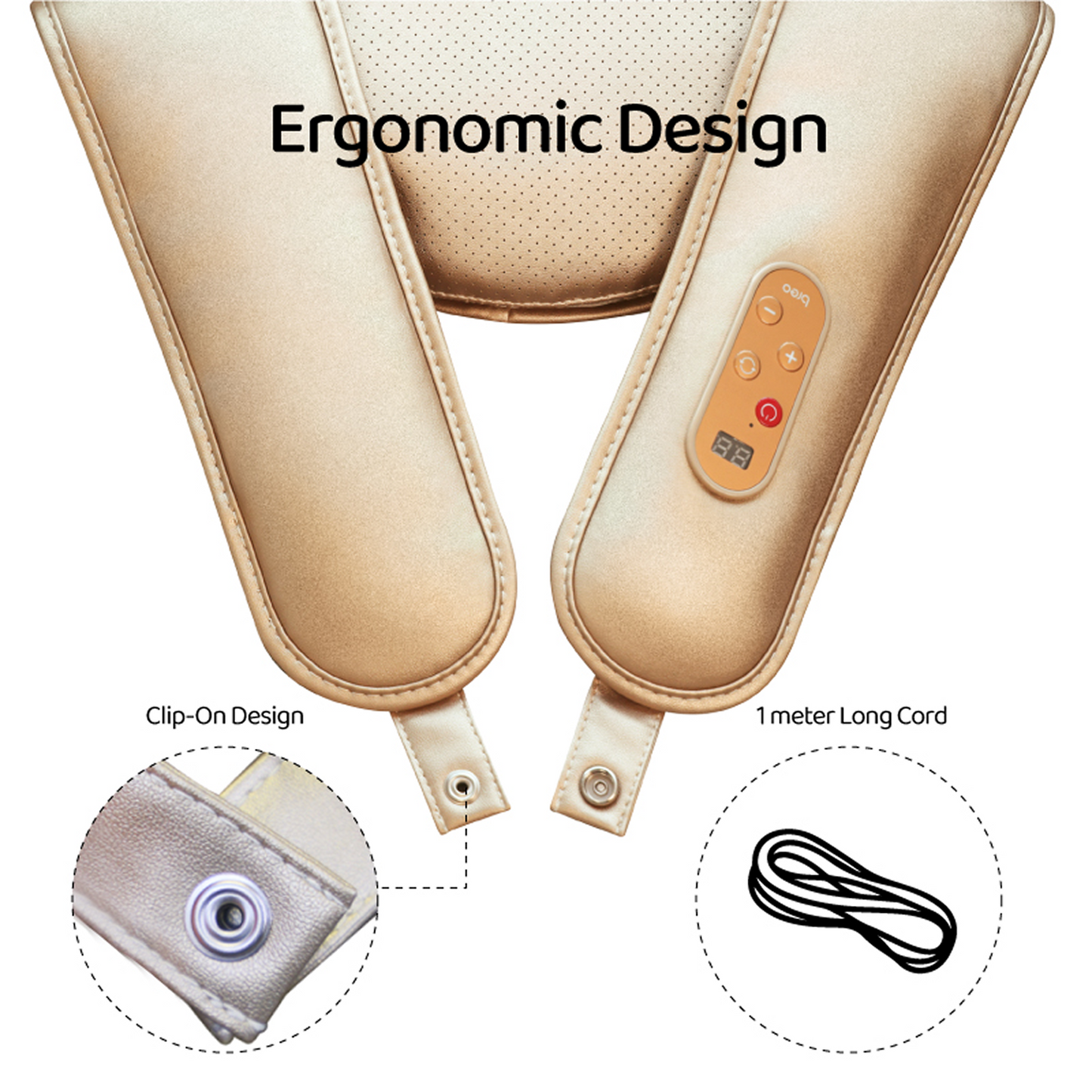 Breo N1 Pro gold neck massager, ergonomic design for neck and shoulder relief