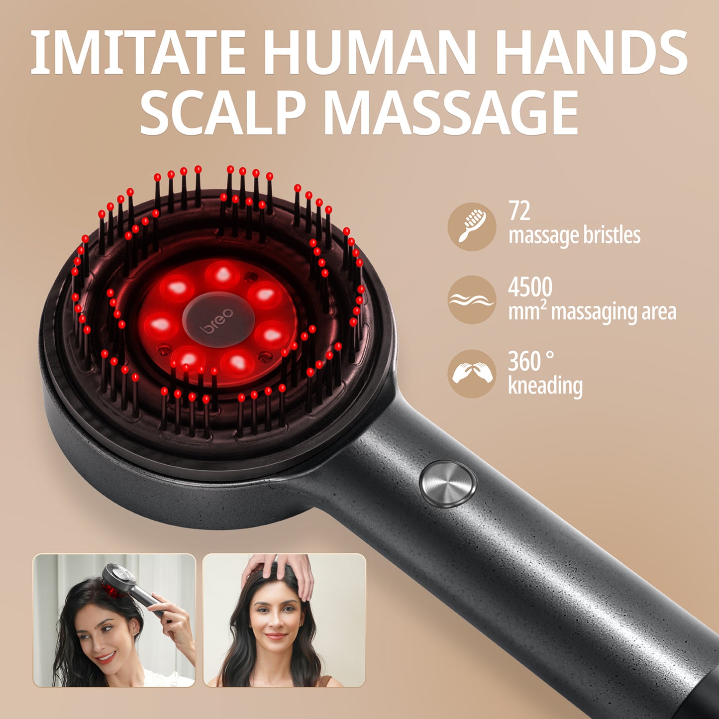 Breo LumiHeal Pro scalp massager, electric hair massager with red light therapy, promotes hair growth and scalp massage