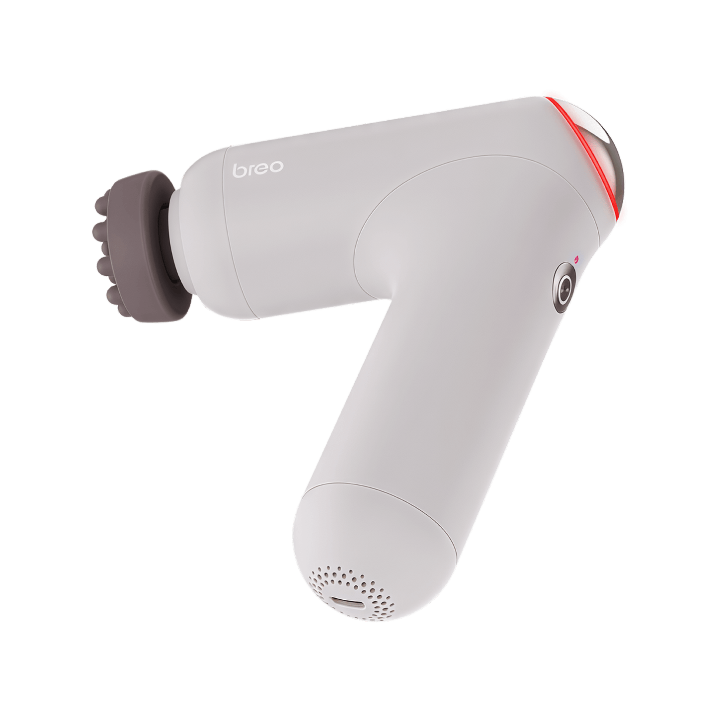 Breo Gun 7 white percussion massager for neck and shoulder, muscle recovery and relaxation