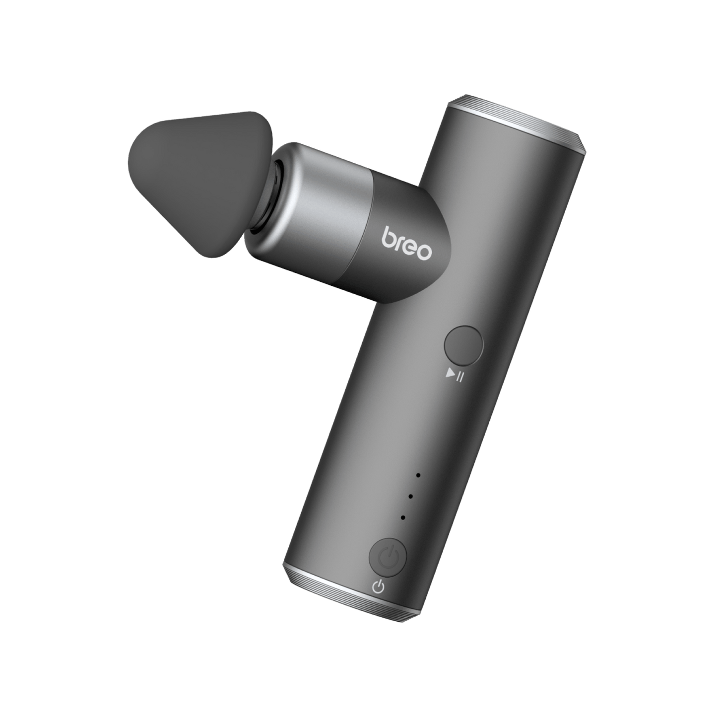 Breo S1 Mini massage gun in dark gray. Portable muscle relief massage gun.