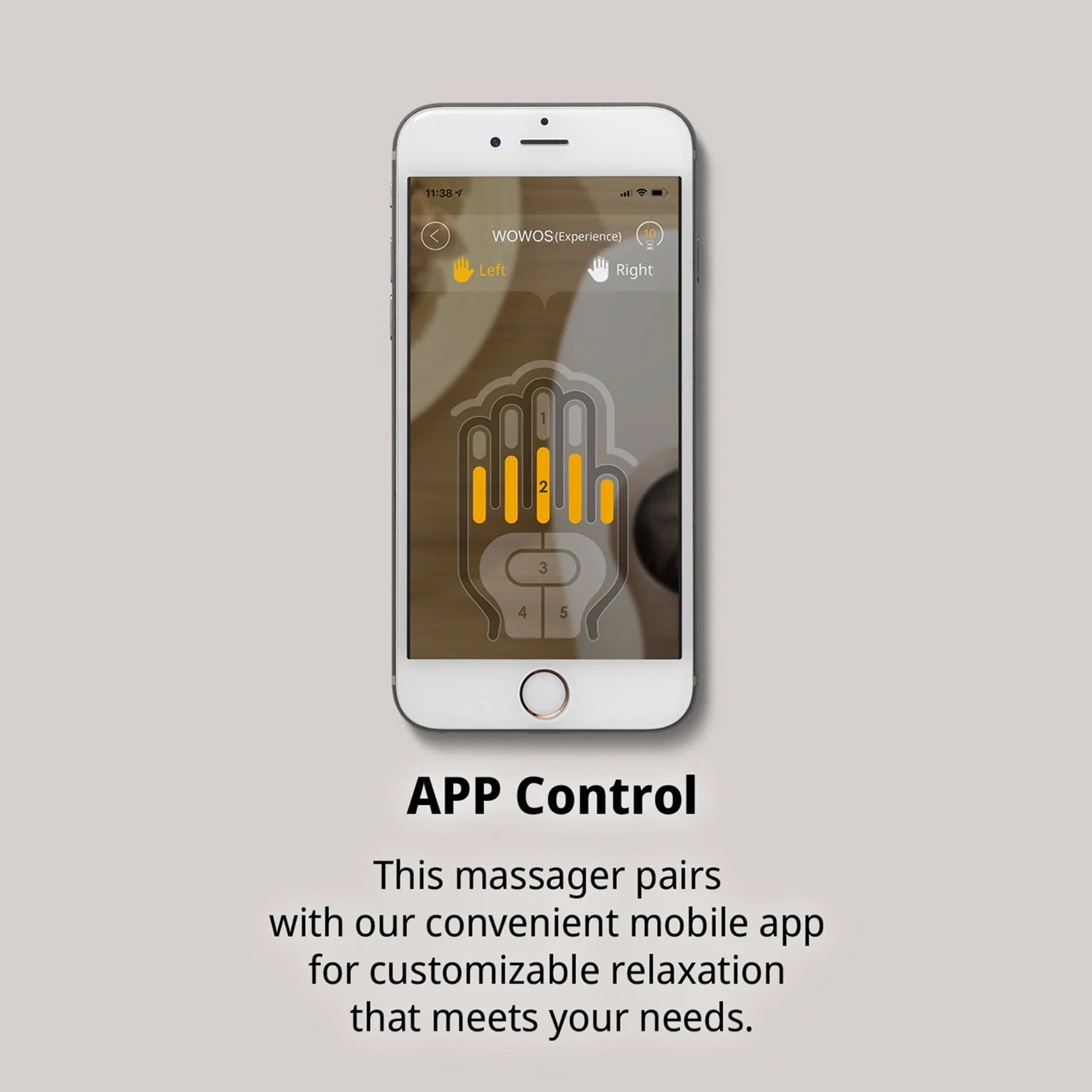 Breo WOWO S hand massager app control for customizable hand massage settings and relief