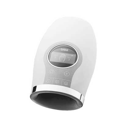Breo WOWO S Hand Massager, white design with digital display, hand massage settings, portable hand massager.