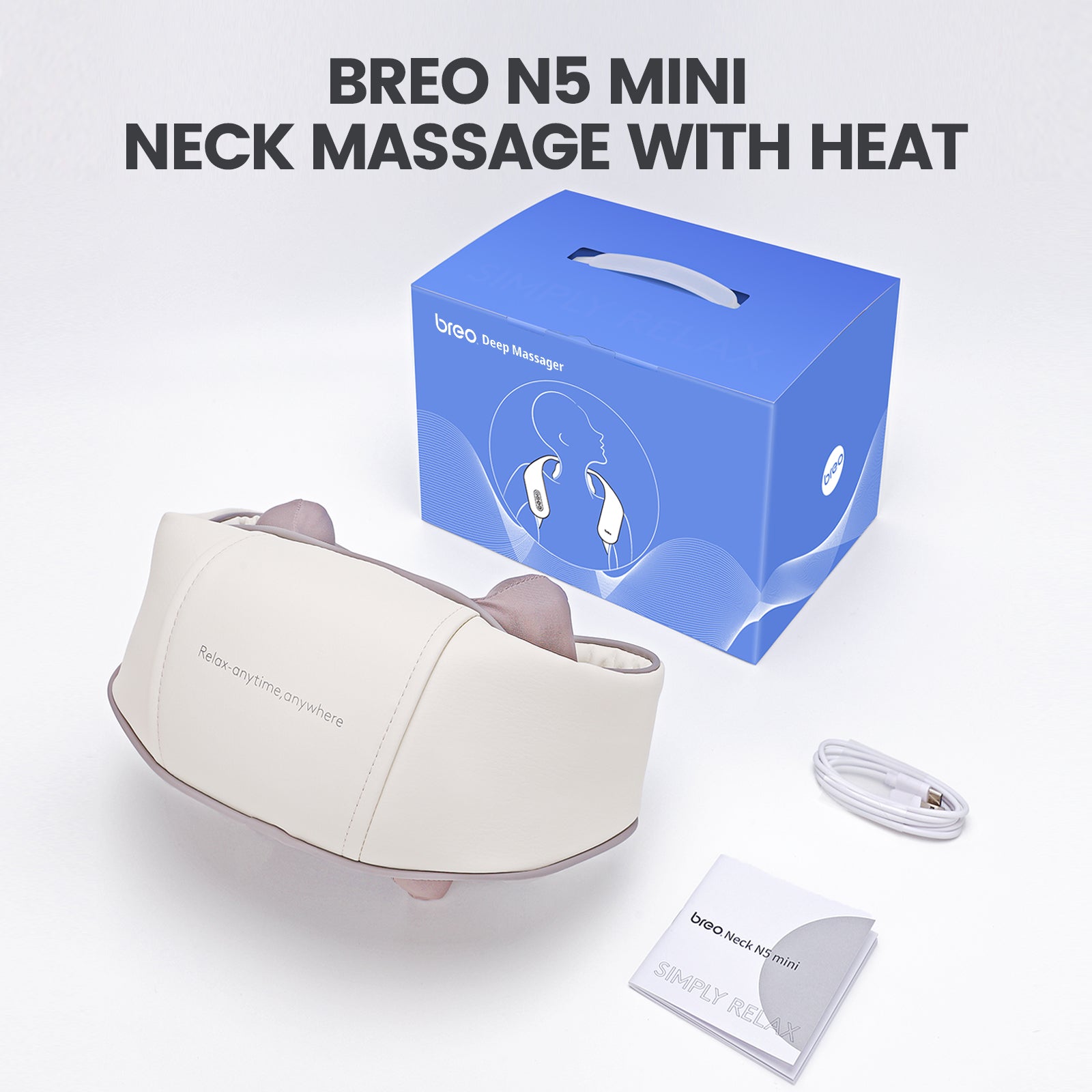Neck Massager w/Heat-Pain Relief w/Deep Tissue-Hands-Free Portable-Many  Settings